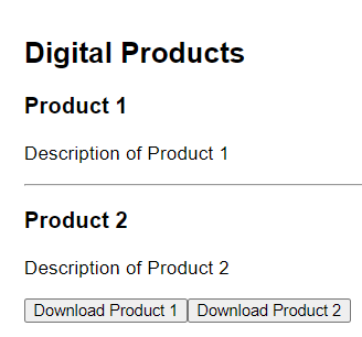 Digital Products and Downloads screenshot